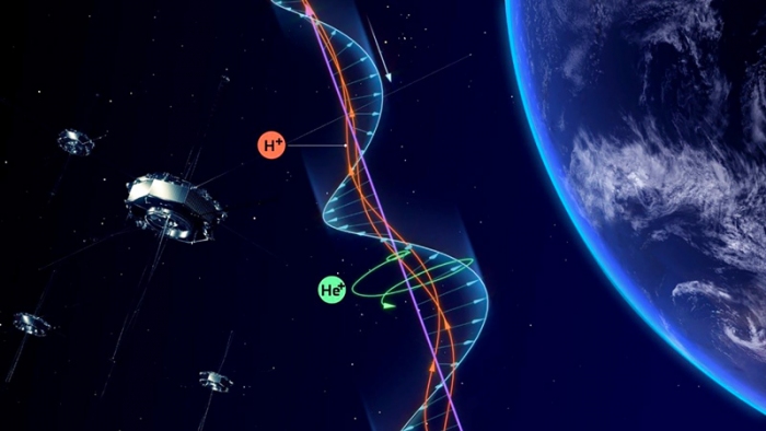 プラズマ波動を観測するMMS衛星のイメージ (c) 東京大学