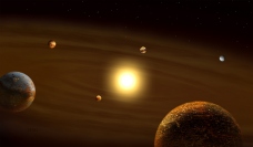 低金属星の周囲に見られる「小さな惑星系」のイラスト（C）Michael S. Helfenbein