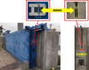 陸閘への開閉検知デバイスおよび設置イメージ。（画像: NTT西日本の発表資料より）