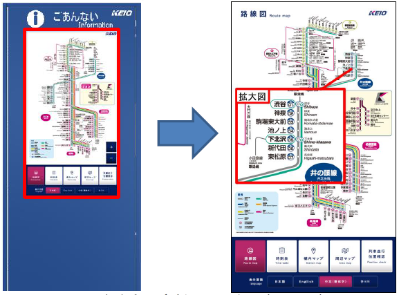 駅総合案内デジタルサイネージのイメージ。