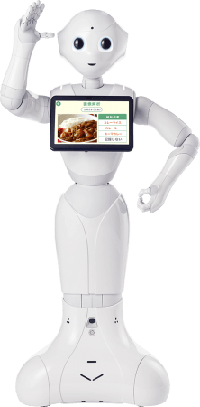 新しい家庭用人型ロボット「ペッパー」。各企業からアプリが提供され、アプリを使った栄養管理もできる（写真：ライフログテクノロジーの発表資料より）