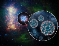 宇宙空間に浮遊するであろうサッカーボール状の分子 (c) NASA/JPL-Caltech
