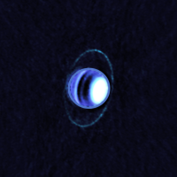 アルマ望遠鏡が2017年12月に撮影した天王星とその環 （c） ALMA （ESO/NAOJ/NRAO）; Edward M. Molter and Imke de Pater）