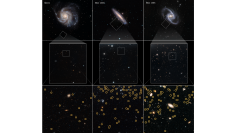 宇宙膨張率を示すハッブル定数の導出に用いられた複数の銀河。丸が赤色巨星 （c） NASA, ESA, and W. Freedman （University of Chicago）, ESO, and the Digitized Sky Survey