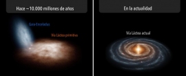 天の川銀河と矮小銀河「ガイア・エンケラドゥス」が衝突する様子 (c) Gabriel Pérez Díaz, SMM (IAC)