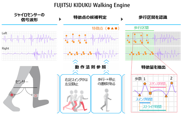 開発された歩行特徴デジタル化技術のイメージ（画像：富士通の発表資料より）