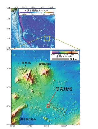 発見された火山の位置。（c）Elsevier Ltd.