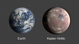 地球（左）と、環境が良く似た太陽系外惑星Kepler-1649cのイメージ。（c） NASA/Ames Research Center/Daniel Rutter