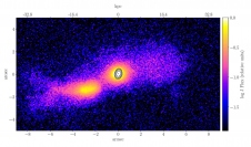 ジェットを発生させている銀河の近赤外線画像。すばる望遠鏡によって撮影された。 （c） Vaidehi Paliya