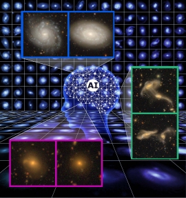 銀河を人工知能で自動分類するイメージイラスト　(c) 国立天文台