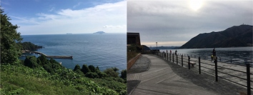 京都府丹後海における釣り場風景（左）と海釣りを楽しむ遊漁者（右）（写真：京都大学の発表資料より）