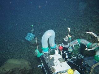 深海底での試験体の暴露試験の様子（画像: 宇部興産・海洋研究開発機構）