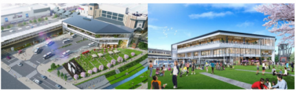 箕面萱野駅ビルの完成予想イメージ。事業提案段階のもの。（東急不動産発表資料より）