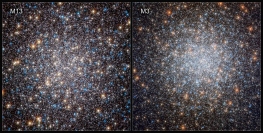 新種の白色矮星が発見された球状星団M13（左）と標準的な白色矮星しか見いだされなかったM3。いったいこれらの星団にはどんな違いがあったのだろうか　 (c) ESA/Hubble & NASA, G. Piotto et al.