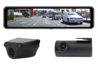 デジタルルームミラーMDR-G005シリーズ。左下は車外設置リアカメラ、右下は社内設置リアカメラ。（画像: 昌騰の発表資料より）