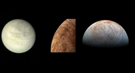 ボイジャー1号、ボイジャー2号、ガリレオが捉えた木星の衛星エウロパの画像　(c) NASA / JPL-Caltech