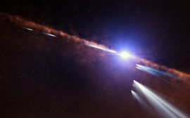 がか座β星を周回している彗星の想像画　(c) ESO/L.カルサダ（画像: CNRSの発表資料より）