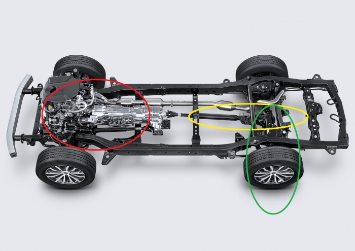 Photo:　直4 2.8L 1GD-FTV（ディーゼルエンジン）＆シャシー：画像提供トヨタ自動車