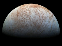 探査機ガリレオが捉えた木星の衛星エウロパの画像 (c) NASA/JPL-Caltech/SETI Institute