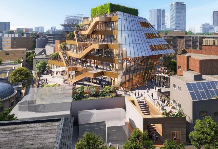 建て替えられる原宿クエストの完成イメージ（NTT都市開発発表資料より）