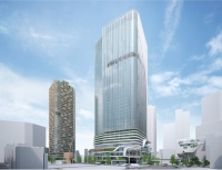 Shibuya REGENERATION Projectの完成イメージ（右からA街区、B街区、C街区）（東京建物発表資料より）
