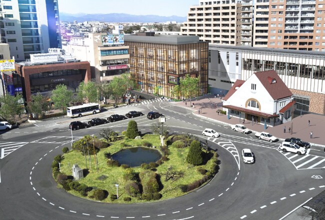 外観イメージ。国立駅南口駅前広場全景（JR中央線コミュニティデザイン発表資料より）