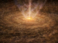 原始星周囲の円盤の想像図　Credit: ALMA （ESO/NAOJ/NRAO）