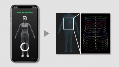 ZOZOスーツと検証用に開発した専用のスマホアプリを用いた側弯症検知のイメージ（画像: ZOZOの発表資料より）