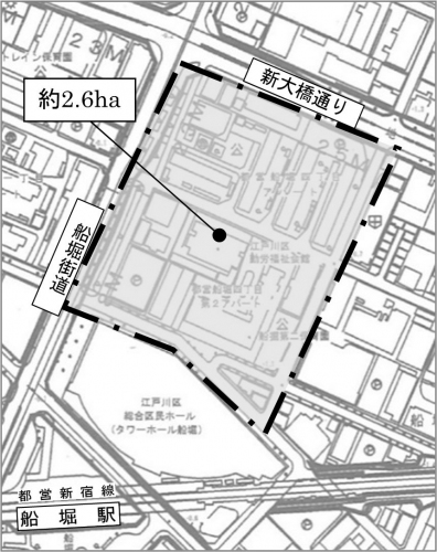 船堀四丁目地区の対象区域。（日鉄興和不動産発表資料より）