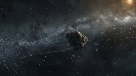 宇宙空間を浮遊する暗黒彗星のイメージ。映像画像撮影:ミドジーニー・ワー・リリー・ミーコールスミス (c) Nicole Smith, made with Midjourney