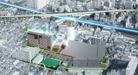 西明石駅前再開発の完成イメージ(JR西日本発表資料より) 西明石駅前再開発の完成イメージ(JR西日本発表資料より)