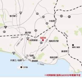 (仮称)鎌倉梶原商業施設計画の周辺地図(三菱商事都市開発など発表資料より) (仮称)鎌倉梶原商業施設計画の周辺地図(三菱商事都市開発など発表資料より)