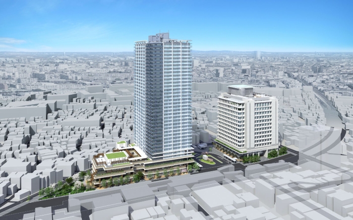 京成立石駅北口再開発の完成イメージ（東京建物の発表資料より）