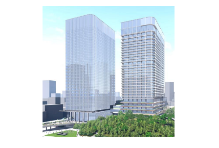 品川駅西口再開発B-1地区複合施設の完成イメージ（西武ホールディングス発表資料より）