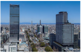 久屋大通駅南側からの外観（左側がザ・ランドマーク名古屋栄）（三菱地所発表資料より）