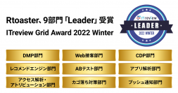 ブレインパッドの「Rtoaster」、「ITreview Grid Award 2022 Winter」の9つの部門で「Leader」を受賞