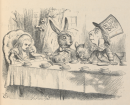 ２．狂った帽子屋のお茶会でのアリス、『不思議の国のアリス』より、ジョン・テニエル、1865年、V&A内ナショナル・アート図書館蔵 C. Victoria and Albert Museum, London