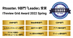 ブレインパッドの「Rtoaster」、「ITreview Grid Award 2022 Spring」にて、前回に続き9つの部門で「Leader」を受賞