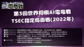 第3回世界将棋AI電竜戦TSEC指定局面戦(2022年)のスケジュール