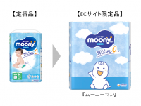 パッケージの真ん中から二つに分かれて開けやすい『ムーニー』『ムーニーマン』ECサイト限定品を発売
