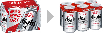 紙の使用面積を従来より約８割削減！「アサヒスーパードライ エコパック」をライフでテスト販売
