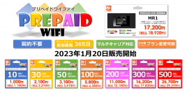業界最安値！契約不要！チャージ式マルチキャリア対応『プリペイドWiFi』販売開始！