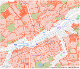 TerraMap APIから取得した登記所備付地図データのポリゴンを描画した例