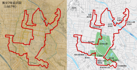「忍者」のGPSアート(古地図と現在を比較) 「忍者」のGPSアート(古地図と現在を比較)