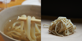 新商品の麺「十二麺体」は、断面がプラスドライバーの様な十字になっているのが特徴