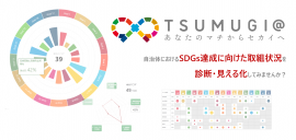 オンラインSDGsツール「TSUMUGI@(つむぎあっと)」のイメージ図 オンラインSDGsツール「TSUMUGI@(つむぎあっと)」のイメージ図