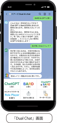 ChatGPTとBardを同時に活用可能なLINE用AIチャットサービス　「キャラチャット」でAIに人格を与える機能を搭載した「ドアーズ Dual AI Chat」を7月6日リリース