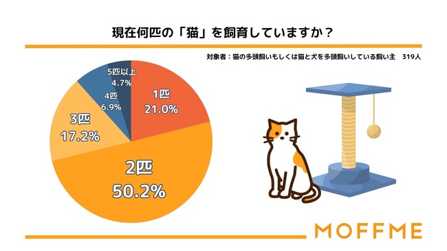 【8月8日は世界猫の日！】猫の多頭飼育に関する調査。猫の飼育頭数1位は2匹