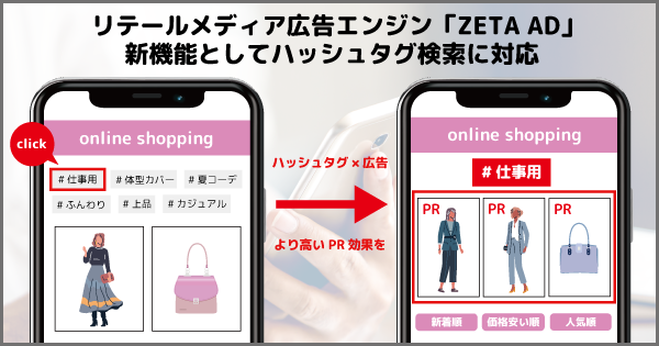 リテールメディア広告エンジン「ZETA AD」の新機能としてハッシュタグに対応