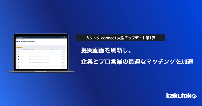 ＜大型アップデート第1弾＞厳選された認定パートナーと企業を繋ぐマッチングサービス「カクトクconnect」大型アップデートを実施し、企業の営業活動のさらなる変革を支援